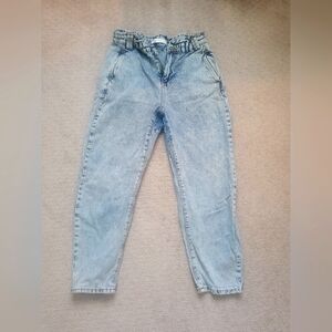Light Blue Paperbag Crop Jeans